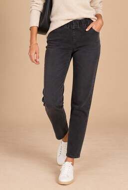 Soft Surroundings Womens Metro Pull On Denim Jeans L Tall Black Stretch Casual